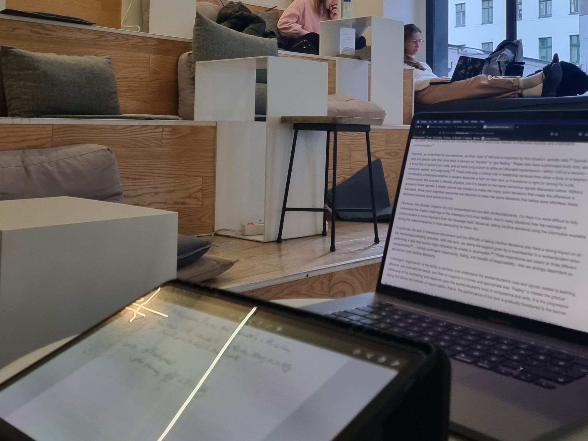 remote working at a coffee shop